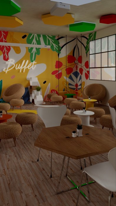 Buffet La Salle · 2021–2022 · Propuesta de interior con mural