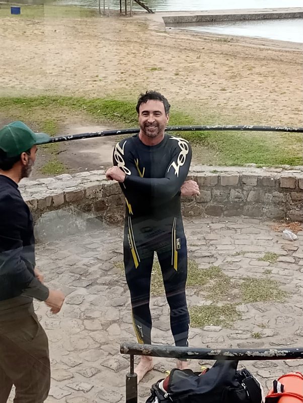 Listo para entrar al agua